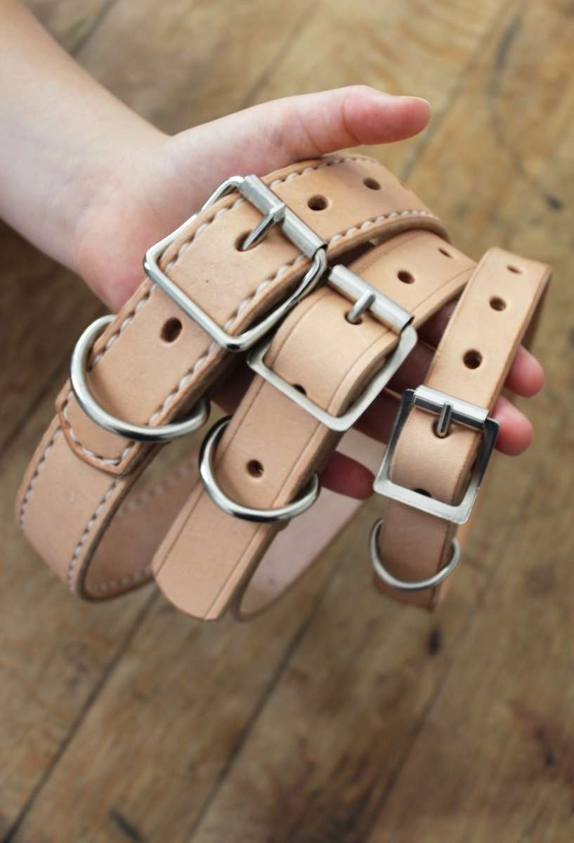 High Quality Leather Dog Collar Tan(Large)