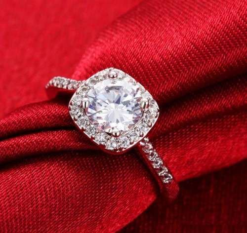 Luxury 1.30ct  Gold Plated **Simulated Diamond Ring** Cushion Look Design wedding Ring for Women