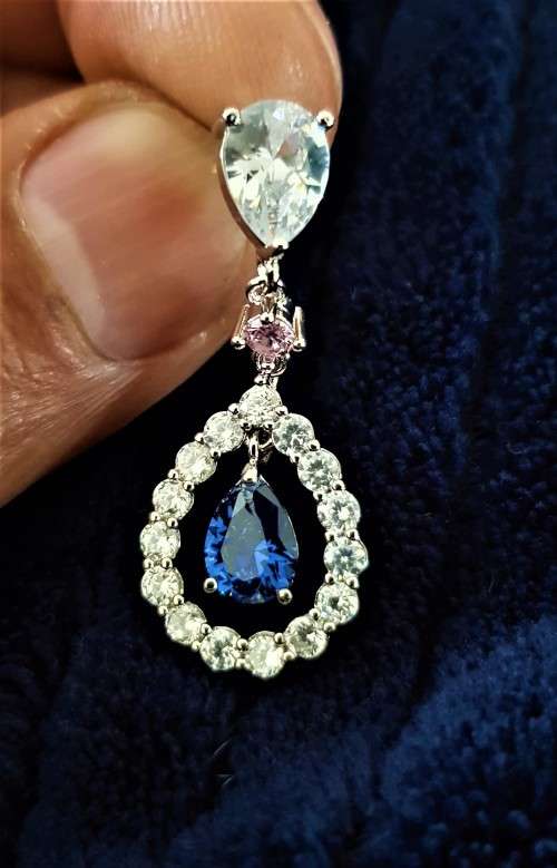 Luxury Blue Crystal Sapphire Women's Earrings Love Drop Shaped High Quality Earrings