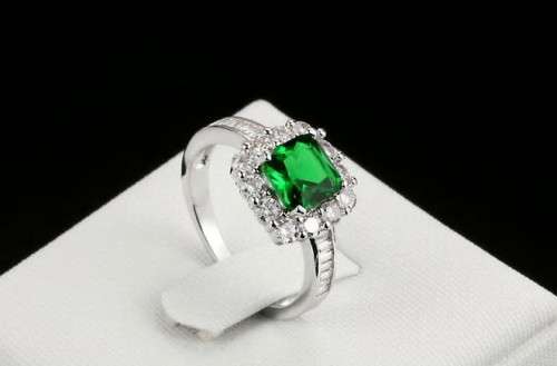 Emerald Green Crystal Gem 18K Gold Plated Wedding Ring