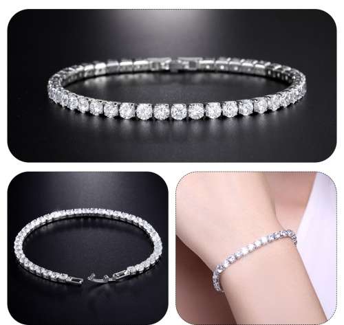 Luxury 4mm Tennis Bracelets Iced Out Chain Crystal Bracelet For Women