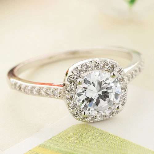 Luxury 1.30ct Gold Plated **Simulated Diamond Ring** Cushion Look Design wedding Ring for Women