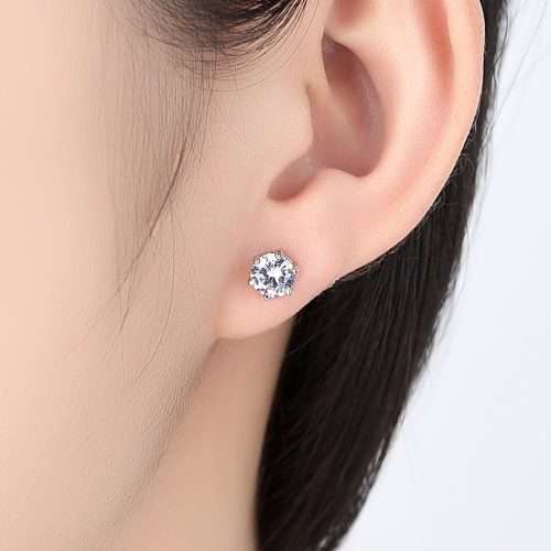 Princess White Crystal Sapphire Earrings  Set