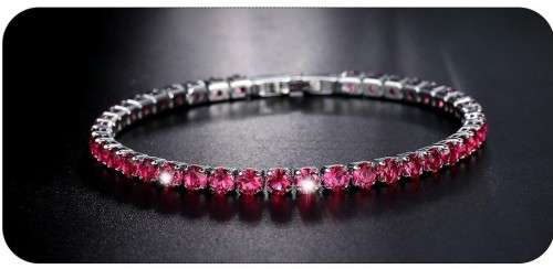 Luxury 4mm Tennis Bracelets Cerise Pink Iced Out Chain Crystal Bracelet For Women