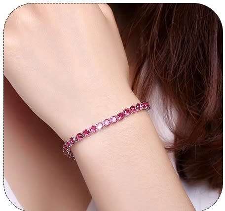 Luxury 4mm Tennis Bracelets Cerise Pink Iced Out Chain Crystal Bracelet For Women