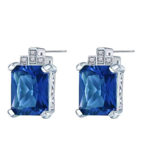 Misso Classic Blue Crystal Sapphire Gem Ring,Earrings and Pendant Set Gold Plated Wedding Ring