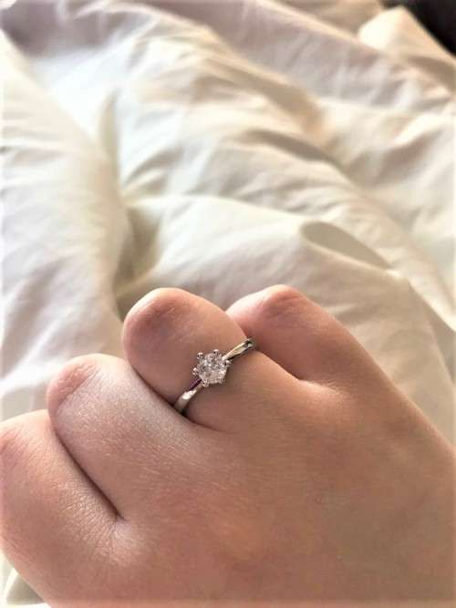 Classic 1ct Gold Plated **Simulated Diamond Ring**  6 prong bridal wedding Ring for Women