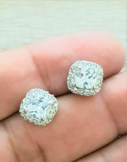 Pavé Halo White Crystal Sapphire Gem Ring,Earrings & Pendant Set