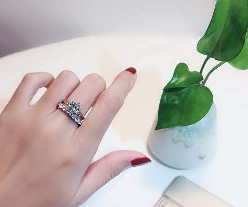 Dual Ring Set  **Simulated Diamond Ring**  6 prong bridal wedding Ring for Women