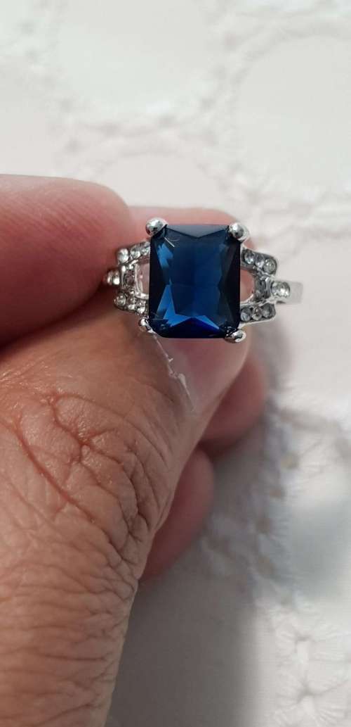 Misso Classic Blue Crystal Sapphire Gem Ring Gold Plated