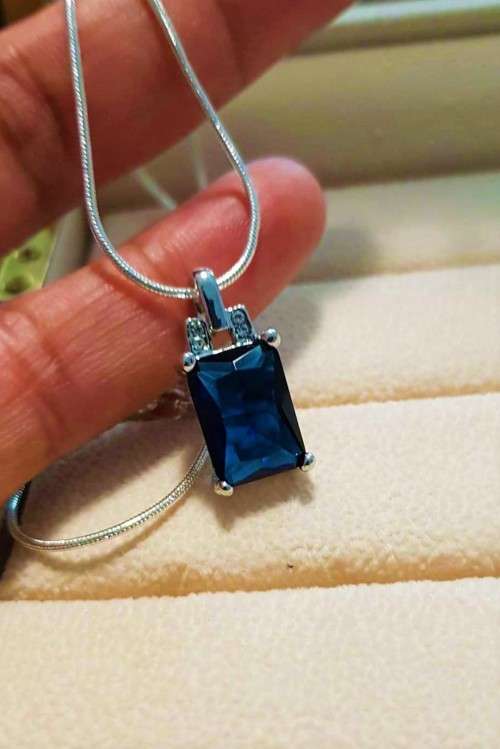 Misso Classic Blue Crystal Sapphire Gem Pendant