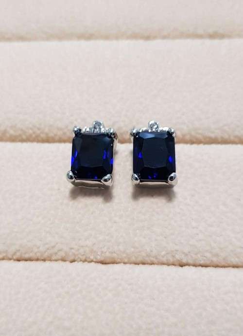 Misso Classic Blue Crystal Sapphire Gem Earrings