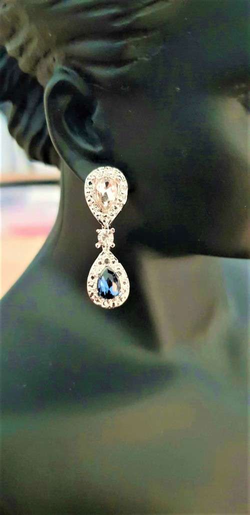 Vintage Women Blue Sapphire Jewelry Drop Dangle Earrings