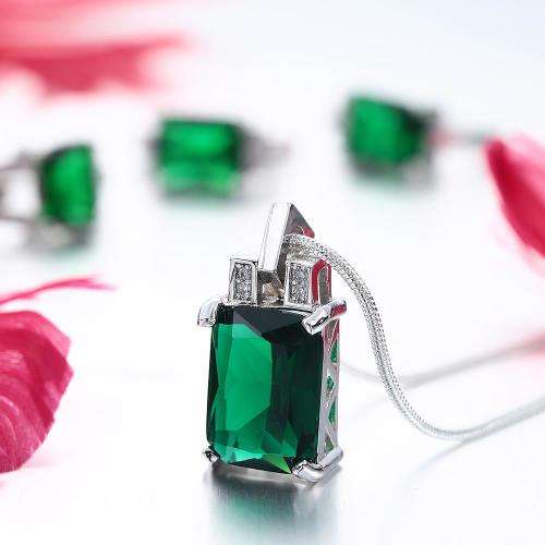 Misso Classic Green Crystal Sapphire Gem Pendant