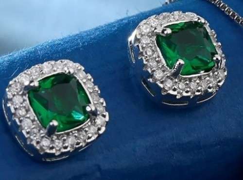 lady Eve  Green Crystal Sapphire Gem Earrings