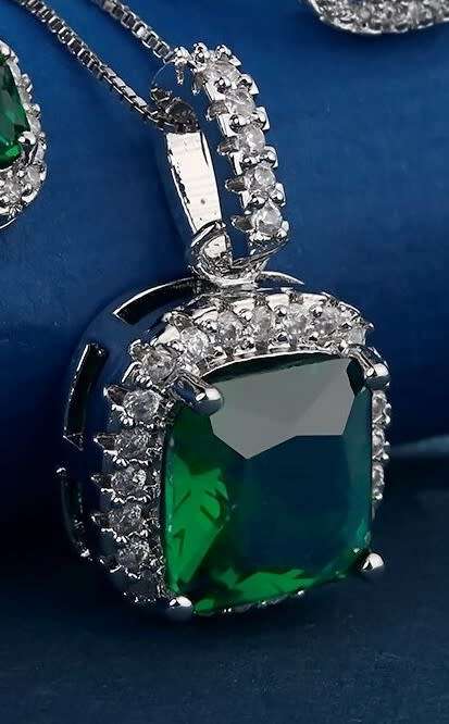 lady Eve  Green Crystal Sapphire Gem Pendant