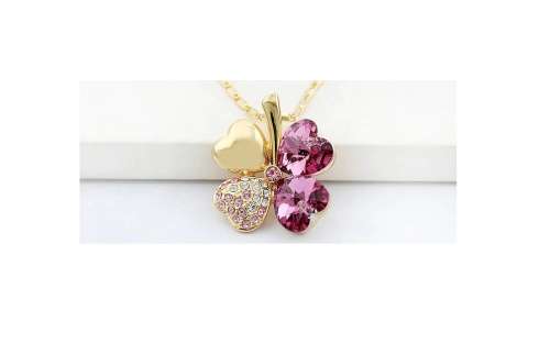 Crystal Clover 4 Leaf leaves heart pendant Jewelry