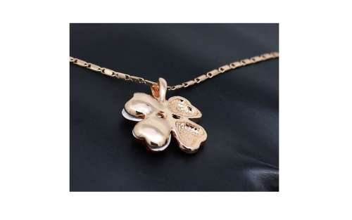 Crystal Blue Clover 4 Leaf leaves heart pendant Jewelry