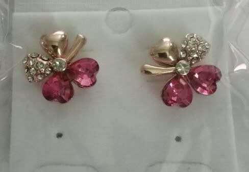 Crystal Clover 4 Leaf leaves heart  Earrings Jewelry