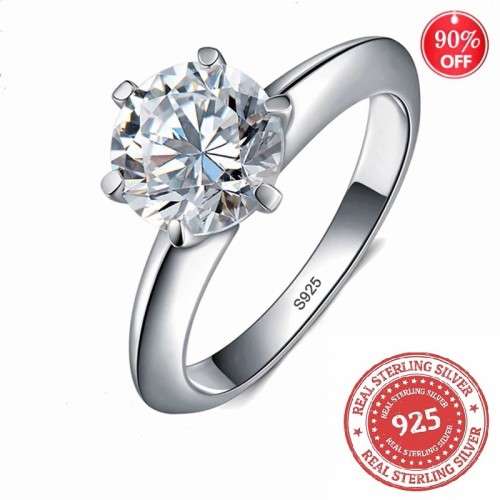 Silver Ring  6 prong  wedding Ring for Women 925 Sterling Silver