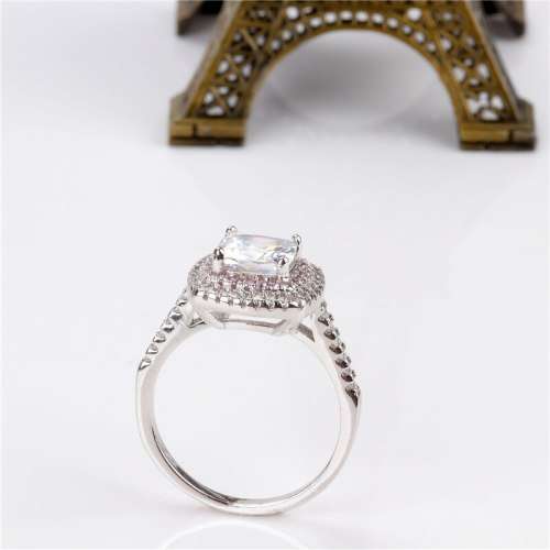 Victoria Wieck Luxury Square Bridal Ring  Encrusted with Pink & White Stones 925 Sterling Silver