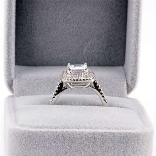 Victoria Wieck Luxury Square Bridal Ring  Encrusted with Pink & White Stones 925 Sterling Silver