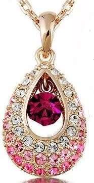 Angel water Pink Rhinestones Pendant with chain