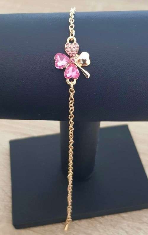 Crystal Clover 4 Leaf  heart Bracelet Jewelry