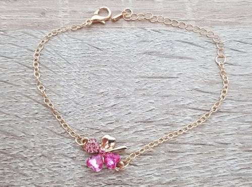 Crystal Clover 4 Leaf  heart Bracelet Jewelry