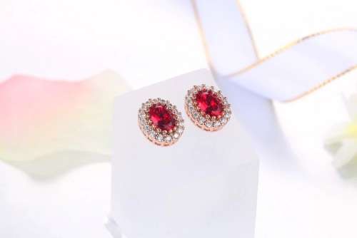 Villa Rose Rose gold Red Austrian Crystal jewelry set 3pcs ring + necklace earrings for woman