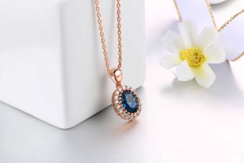 Villa Rose Rose gold Blue Austrian Crystal jewelry set 3pcs ring + necklace earrings for woman