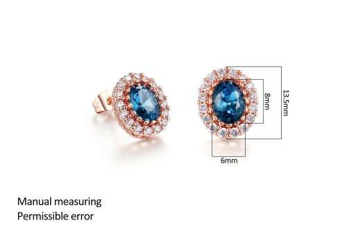 Villa Rose Rose gold Blue Austrian Crystal jewelry set 3pcs ring + necklace earrings for woman