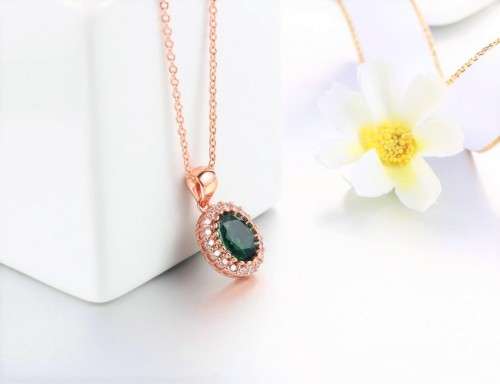 Villa Rose Rose gold Emerald  Austrian Crystal jewelry set 3pcs ring + necklace earrings for woman