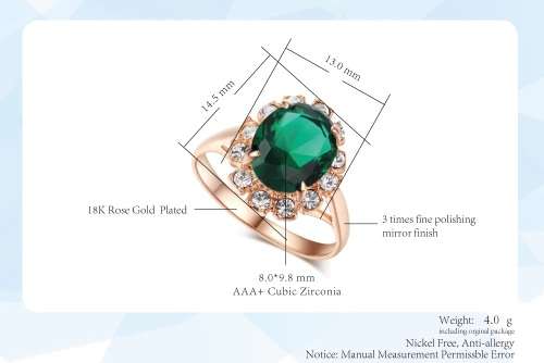 Villa Rose Rose gold Emerald  Austrian Crystal jewelry set 3pcs ring + necklace earrings for woman