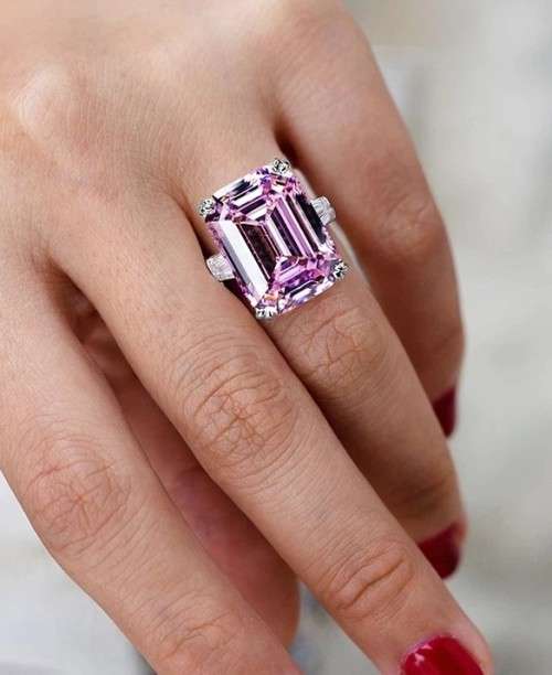 La Vu' Pink Crystal Sapphire Gem  Gold Plated Wedding Ring