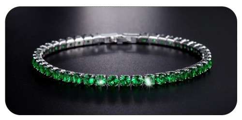 Luxury 4mm Tennis Bracelets Emerald Green Iced Out Chain Crystal Bracelet For Women