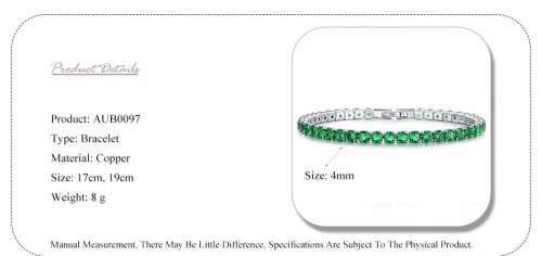 Luxury 4mm Tennis Bracelets Emerald Green Iced Out Chain Crystal Bracelet For Women
