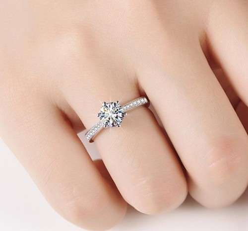 1.00cts Six-Prong Vintage Moissanite D/VVS1  Engagement Ring in Sterling Silver**Certified**