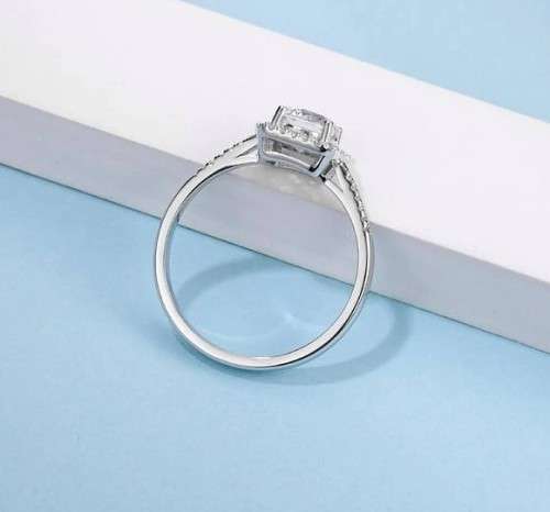Elegant Halo 1.00ct Moissanite D/VVS1 Engagement Ring Set in Sterling Silver**Certified**