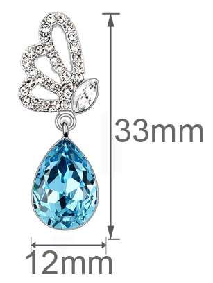 Austrian  Aqua Blue Crystal butterfly Earrings
