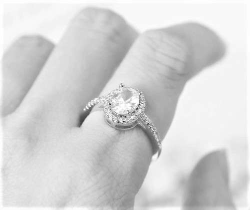 Oval Crystal Promise Rings Rose Wedding Engagement Ring