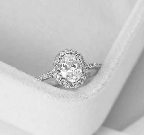 Oval Crystal Promise Rings Rose Wedding Engagement Ring