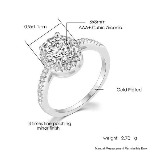 Oval Crystal Promise Rings Rose Wedding Engagement Ring