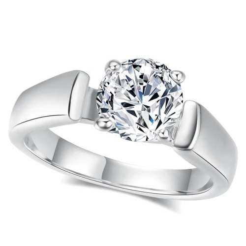 1.30Cts Classic 7mm Color and Silver  4 Prong Setting Engagement Ring For Women