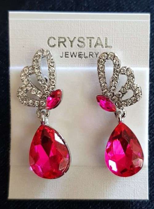 Austrian Pink Crystal butterfly Earrings