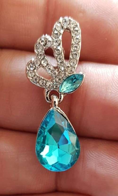 Austrian  Aqua Blue Crystal butterfly Earrings,Pendant Set