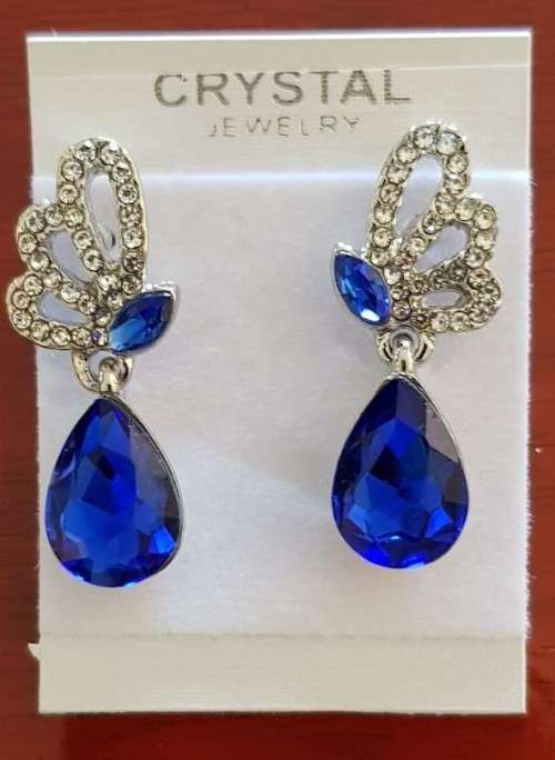 Austrian Royal Blue Crystal butterfly Earrings
