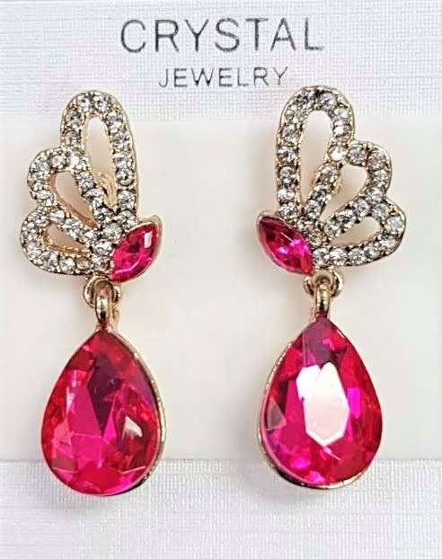 Austrian  Pink Crystal butterfly Earrings