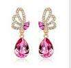 Austrian  Pink Crystal butterfly Earrings