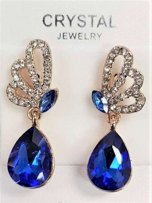 Austrian  Royal Blue Crystal butterfly Earrings